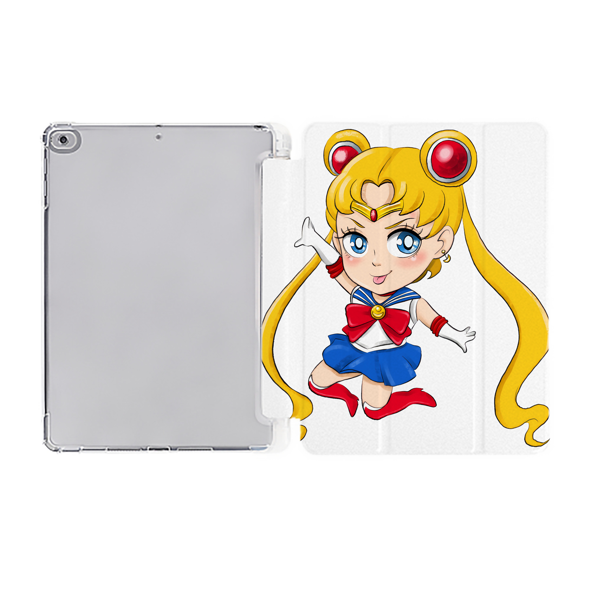 （画像用） 美少女戦士セーラームーン 月野 うさぎ つきの うさぎ Sailor Moon Tsukino Usagi IPad ケース ペン収納付き 三つ折りスタンド PUレザー×シリコン 対応機種9.5/10.5/10.9インチ
